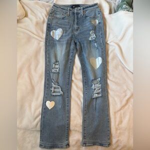 Juicy Couture Blue Jeans with Silver Heart Accents